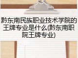 黔东南民族职业技术学院的王牌专业是什么(黔东南职院王牌专业)