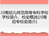 川南幼儿师范高等专科学校学校简介，校史概述(川南幼专校史简介)