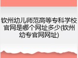 钦州幼儿师范高等专科学校官网是哪个网址多少(钦州幼专官网网址)