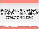 娄底幼儿师范高等专科学校有多少学生，师资力量如何(娄底幼专师生概况)