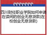 四川财经职业学院如何申请在读间的创业无息贷款(在校创业无息贷款)
