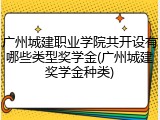广州城建职业学院共开设有哪些类型奖学金(广州城建奖学金种类)
