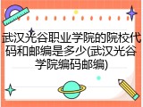 武汉光谷职业学院的院校代码和邮编是多少(武汉光谷学院编码邮编)
