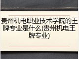贵州机电职业技术学院的王牌专业是什么(贵州机电王牌专业)