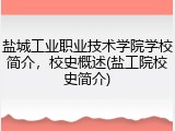 盐城工业职业技术学院学校简介，校史概述(盐工院校史简介)