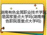 湖南有色金属职业技术学院是国家重点大学吗(湖南有色职院是重点大学吗)