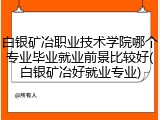 白银矿冶职业技术学院哪个专业毕业就业前景比较好(白银矿冶好就业专业)