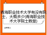 青海职业技术大学有没有院士，大概多少(青海职业技术大学院士数量)