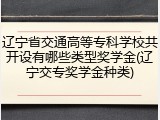 辽宁省交通高等专科学校共开设有哪些类型奖学金(辽宁交专奖学金种类)