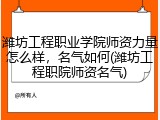 潍坊工程职业学院师资力量怎么样，名气如何(潍坊工程职院师资名气)
