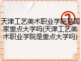 天津工艺美术职业学院是国家重点大学吗(天津工艺美术职业学院是重点大学吗)