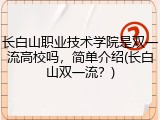 长白山职业技术学院是双一流高校吗，简单介绍(长白山双一流？)