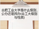 合肥工业大学是什么级别，公办还是民办(合工大级别与性质)