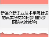 新疆兴新职业技术学院就读的真实感觉如何(新疆兴新职院就读体验)