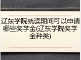 辽东学院就读期间可以申请哪些奖学金(辽东学院奖学金种类)