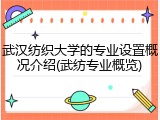 武汉纺织大学的专业设置概况介绍(武纺专业概览)