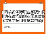 广西培贤国际职业学院如何申请在读间的创业无息贷款(培贤学院创业贷款申请)