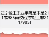 辽宁轻工职业学院是不是211或985高校(辽宁轻工非211/985)