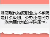 湖南现代物流职业技术学院是什么级别，公办还是民办(湖南现代物流学院属性)