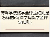 菏泽学院奖学金评定细则是怎样的(菏泽学院奖学金评定细则)