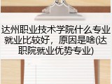 达州职业技术学院什么专业就业比较好，原因是啥(达职院就业优势专业)