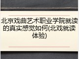 北京戏曲艺术职业学院就读的真实感觉如何(北戏就读体验)