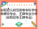 安阳幼儿师范高等专科学校有哪些专业，王牌专业分析(安阳幼专王牌专业)