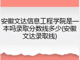 安徽文达信息工程学院是一本吗录取分数线多少(安徽文达录取线)