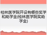 桂林医学院开设有哪些奖学和助学金(桂林医学院奖助学金)