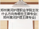 郑州黄河护理职业学院主攻什么方向有哪些王牌专业(郑州黄河护理王牌专业)