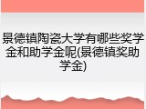景德镇陶瓷大学有哪些奖学金和助学金呢(景德镇奖助学金)