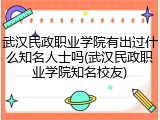 武汉民政职业学院有出过什么知名人士吗(武汉民政职业学院知名校友)