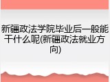 新疆政法学院毕业后一般能干什么呢(新疆政法就业方向)