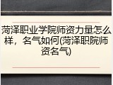 菏泽职业学院师资力量怎么样，名气如何(菏泽职院师资名气)