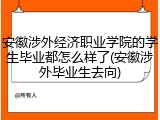 安徽涉外经济职业学院的学生毕业都怎么样了(安徽涉外毕业生去向)