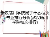 武汉晴川学院属于什么档次，专业排行分析(武汉晴川学院档次排行)