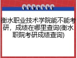 衡水职业技术学院能不能考研，成绩在哪里查询(衡水职院考研成绩查询)