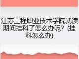 江苏工程职业技术学院就读期间挂科了怎么办呢？(挂科怎么办)