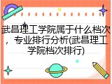 武昌理工学院属于什么档次，专业排行分析(武昌理工学院档次排行)