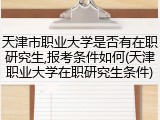 天津市职业大学是否有在职研究生,报考条件如何(天津职业大学在职研究生条件)
