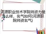 河源职业技术学院师资力量怎么样，名气如何(河源职院师资名气)
