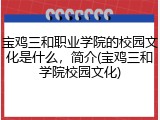宝鸡三和职业学院的校园文化是什么，简介(宝鸡三和学院校园文化)