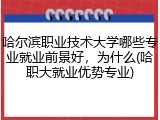 哈尔滨职业技术大学哪些专业就业前景好，为什么(哈职大就业优势专业)