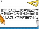 北京北大方正软件职业技术学院读什么专业比较有前景(北大方正学院前景专业)