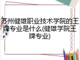 苏州健雄职业技术学院的王牌专业是什么(健雄学院王牌专业)