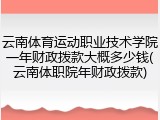 云南体育运动职业技术学院一年财政拨款大概多少钱(云南体职院年财政拨款)
