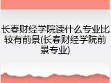 长春财经学院读什么专业比较有前景(长春财经学院前景专业)