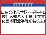 山东文化艺术职业学院有出过什么知名人士吗(山东文化艺术职业学院知名校友)