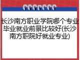 长沙南方职业学院哪个专业毕业就业前景比较好(长沙南方职院好就业专业)