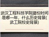 武汉工程科技学院建校时间是哪一年，什么历史背景(武工院校史背景)